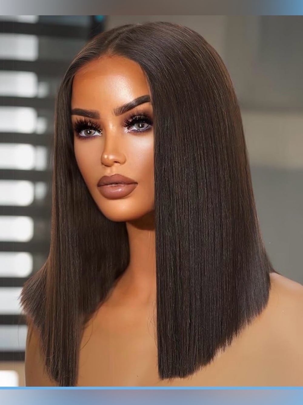 Synthetic Lace Front Wig Chocolate Brown Short Bob Wig Part HD Lace Front